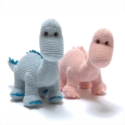 Knitted Organic Diplodocus Rattle