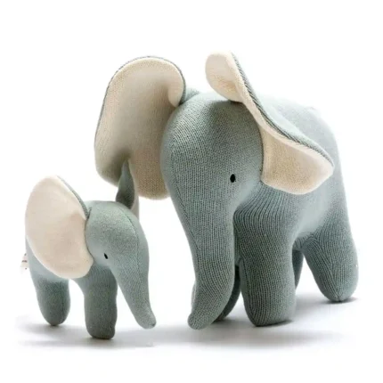 Scandi Organic Cotton Teal Elephant